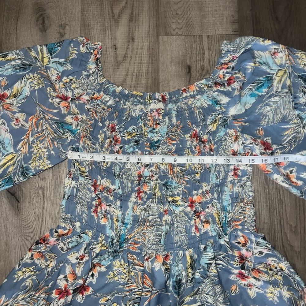 NWT Chenault Blue Ruffled 3/4 Sleeve Blouse - Picture 7 of 9
